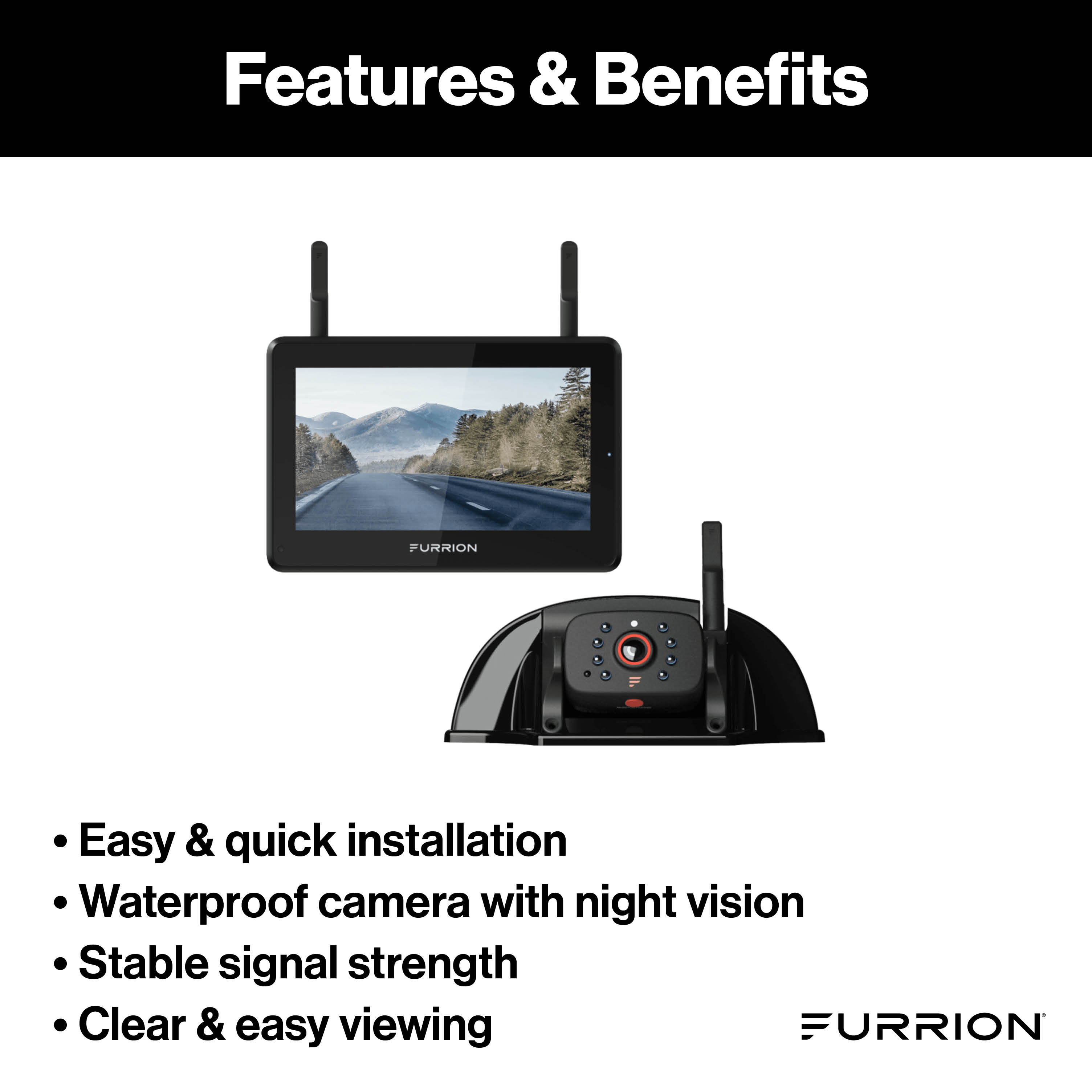 Furrion Vision S®+ RV Observation System - 7" Monitor, Sharkfin Camera #FOS7HTASF